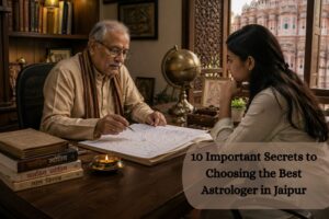 Best astrologer in Jaipur explaining Kundli chart to client during astrology consultation