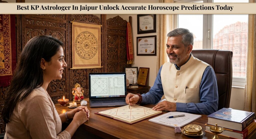 Best KP astrologer in Jaipur consulting with client using horoscope chart