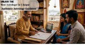Best astrologer in Udaipur consulting couple with birth chart and horoscope