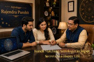 Kundli Matching Astrologer in Jaipur – Pt Rajendra Purohit analyzing a couple's birth chart
